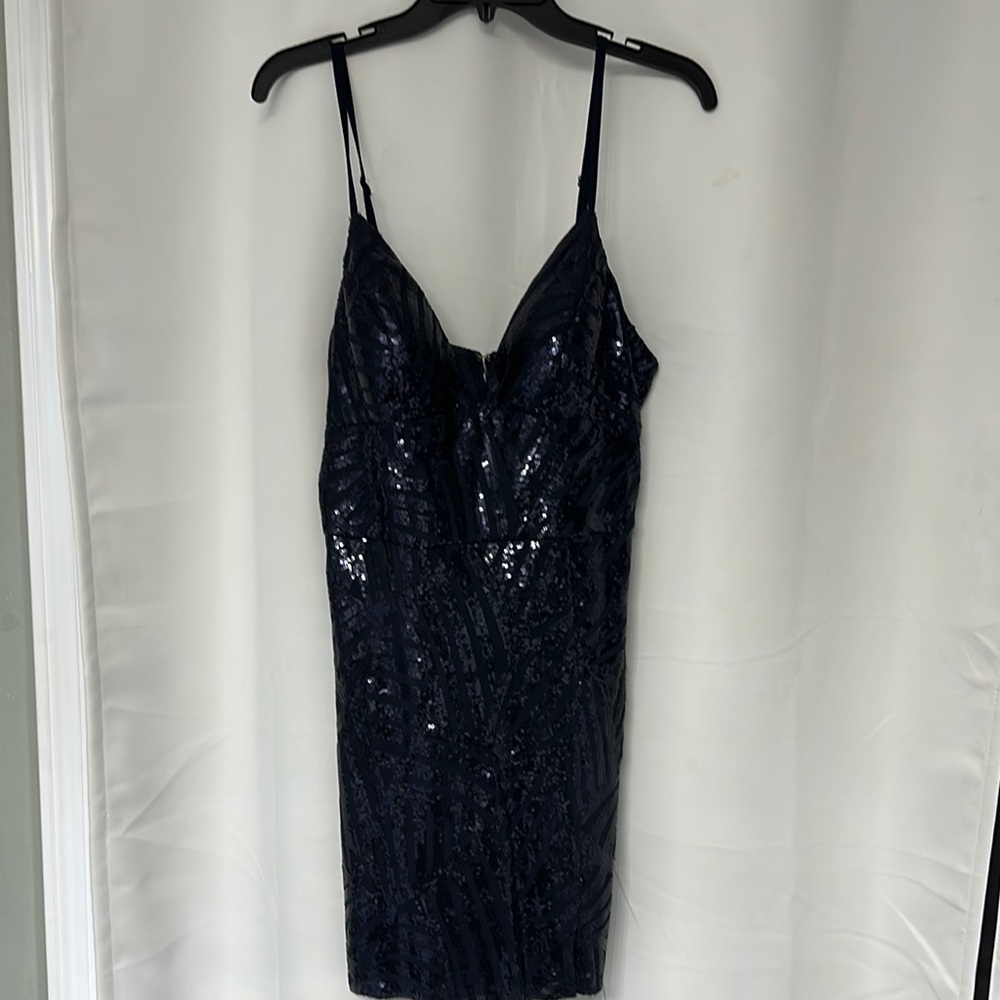 Speechless Blue Sequin Cocktail Mini Dress
